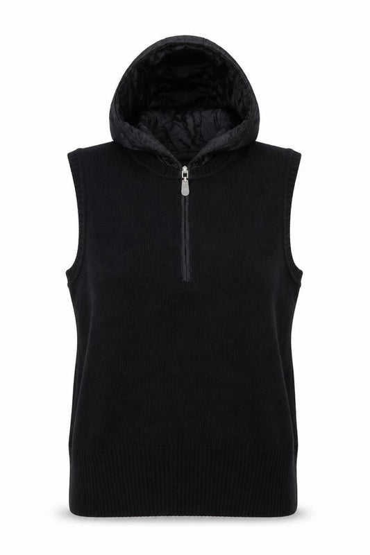 Zucchero Women's Black Hooded Knit Vest, Size 12