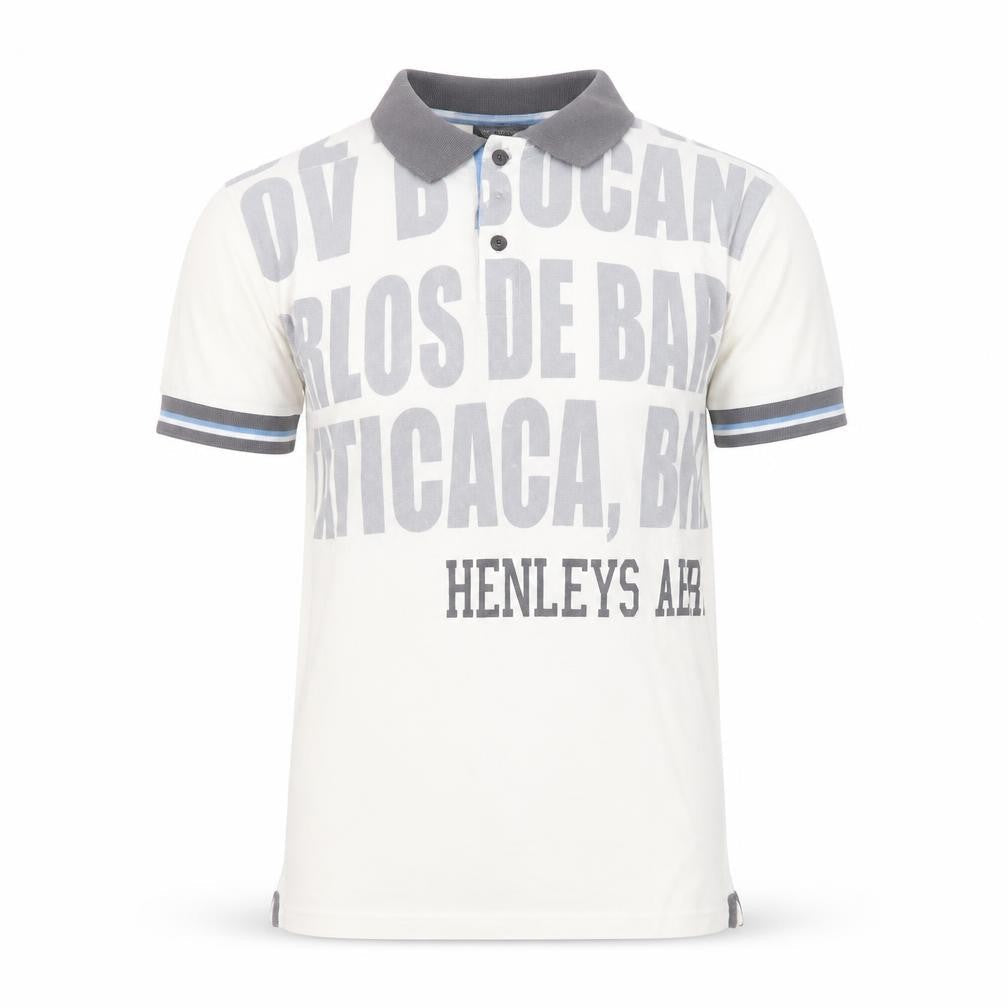 Henleys Men's White Graphic Polo Shirt Size 10