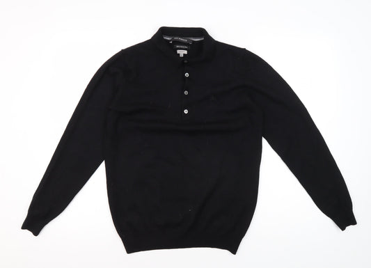 Roy Robson Men's Black Henley Jumper M Slim Fit