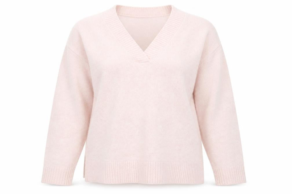 Yerse Women's Pink V-Neck Pullover Size S Jumper