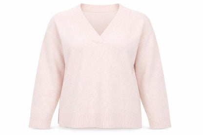 Yerse Women's Pink V-Neck Pullover Size S Jumper