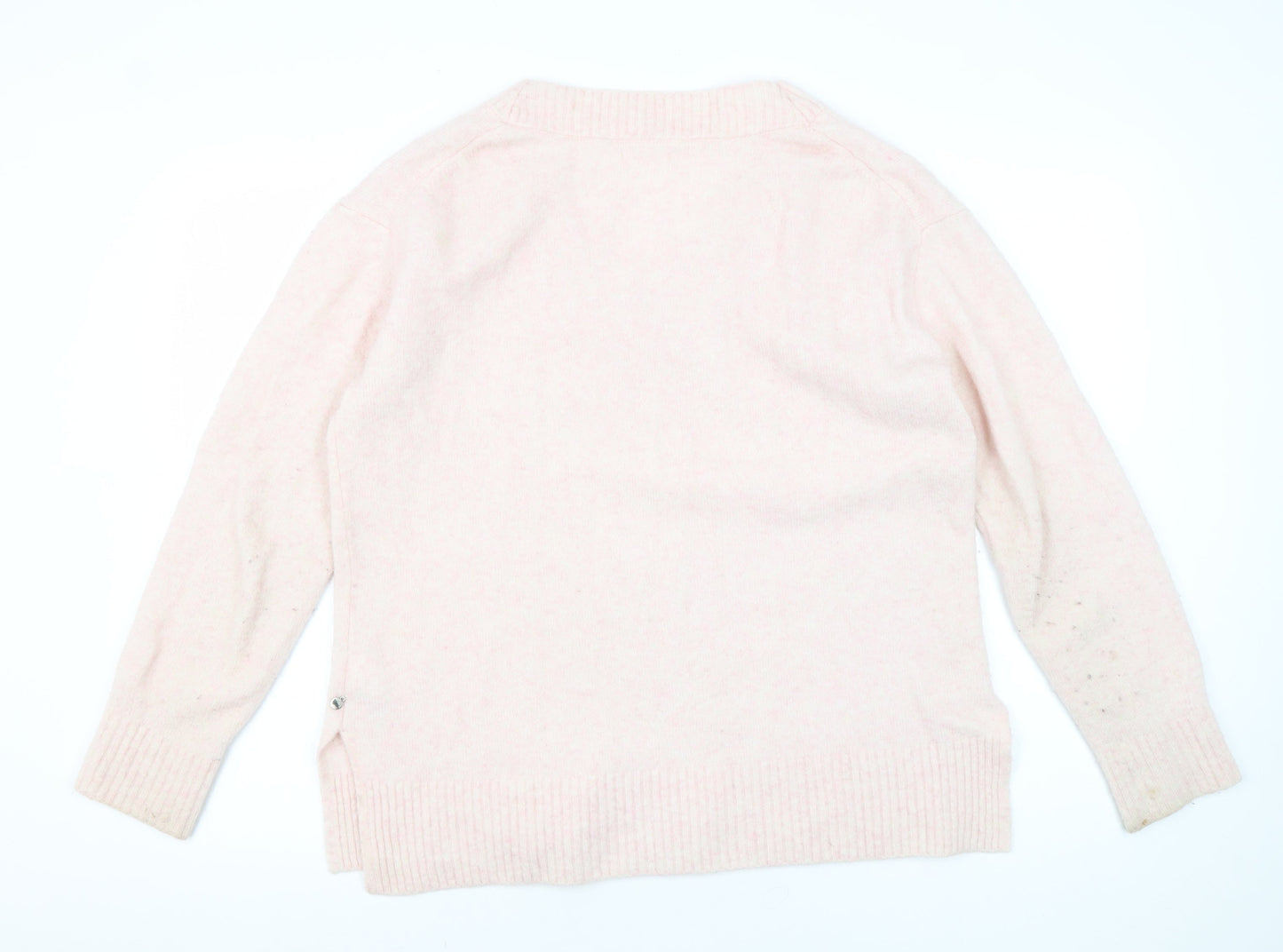Yerse Women's Pink V-Neck Pullover Size S Jumper