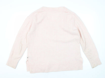 Yerse Women's Pink V-Neck Pullover Size S Jumper