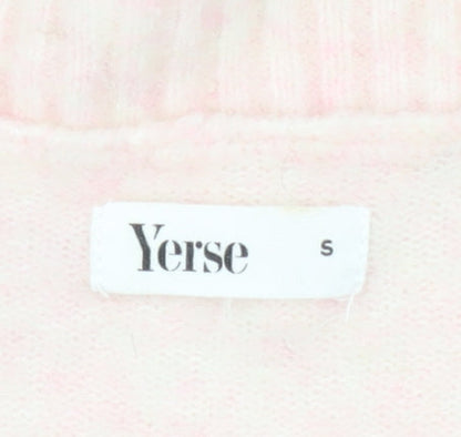 Yerse Women's Pink V-Neck Pullover Size S Jumper