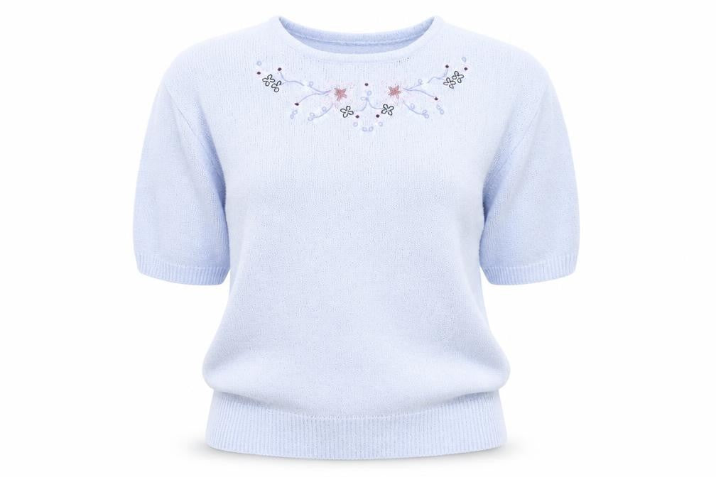 Honor Millburn Women's Blue Floral Knit Pullover L
