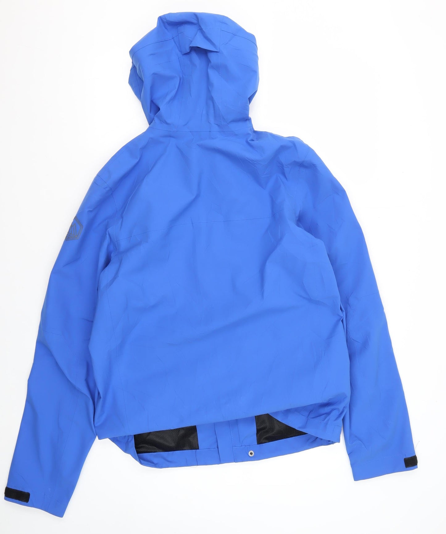 M&S Men's Blue Waterproof Rain Coat, Size S, Hooded
