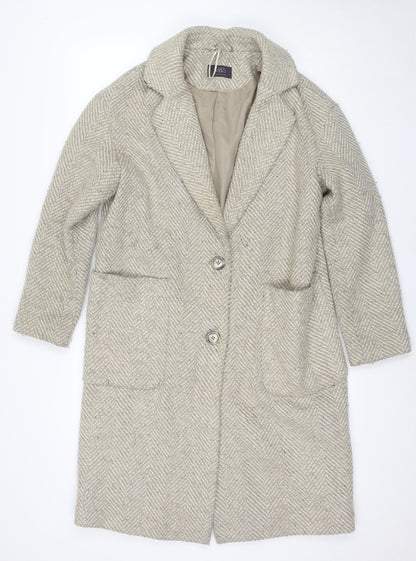 Marks & Spencer Women's Beige Herringbone Overcoat Size 12