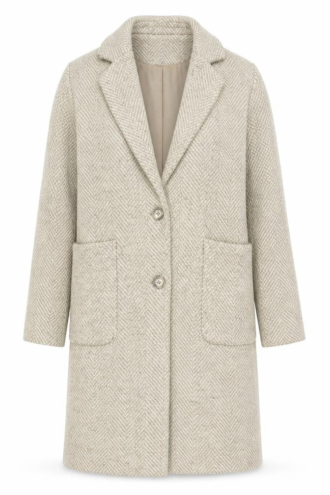 Marks and Spencer Women's Beige Herringbone Overcoat Size 12