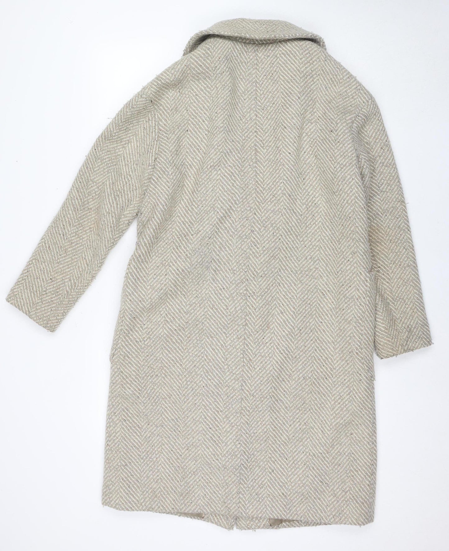 Marks and Spencer Women's Beige Herringbone Overcoat Size 12