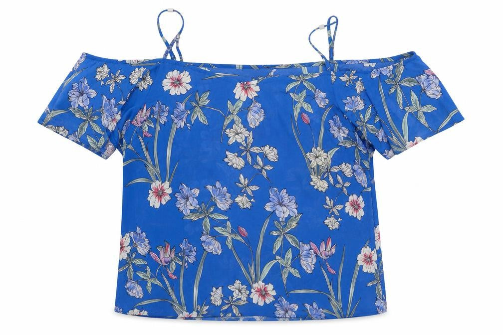 Lipsy Women's Blue Floral Off-Shoulder Blouse - Size 16