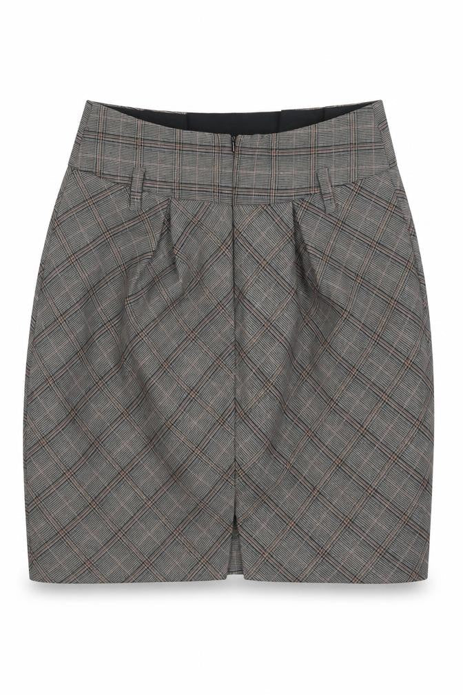 Idex Women's Grey Plaid Pencil Skirt UK 10