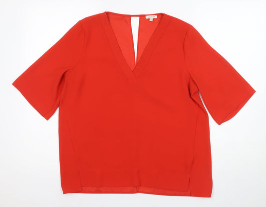 River Island Women's Red Basic V-Neck Blouse Size 12