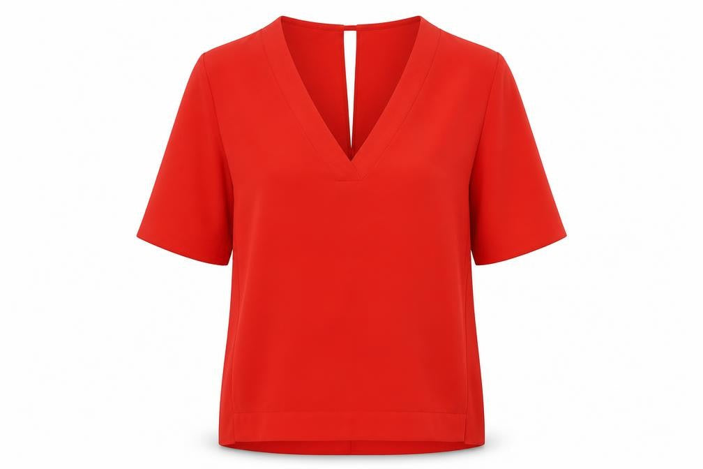 River Island Women's Red Basic V-Neck Blouse Size 12