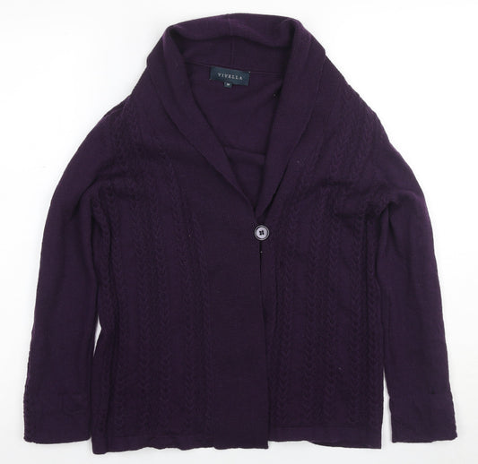 Viyella Women's Purple Cardigan Medium Merino Wool