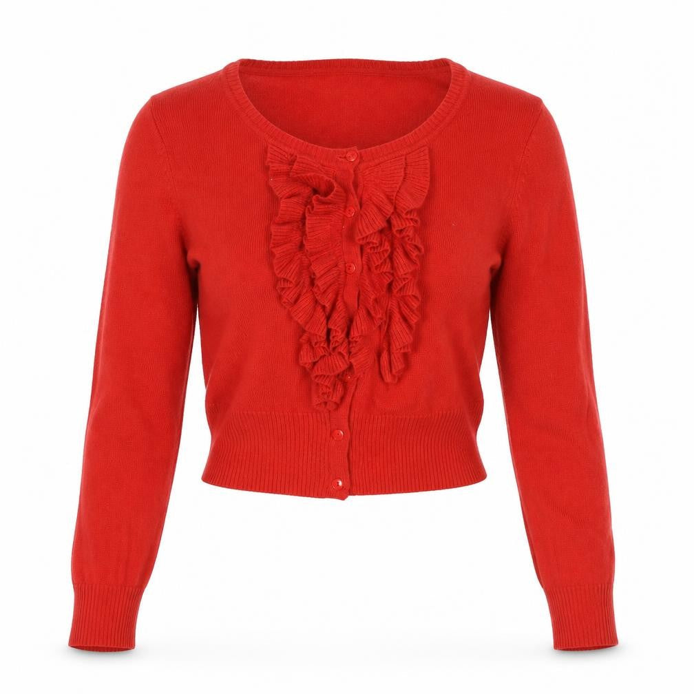 Louche Women's Red Cardigan M, Button-Up Knit Jumper