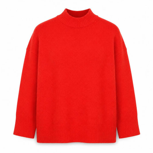 Mango Women's Red Mock Neck Pullover Jumper Size S