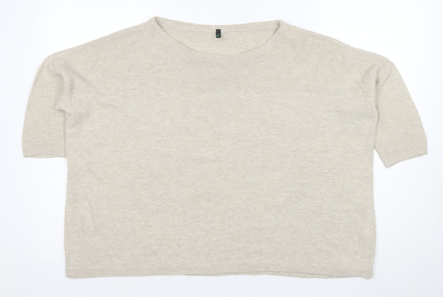 Benetton Women's Beige Pullover Jumper, Size S, Acrylic