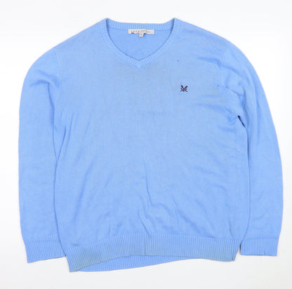 Additional front view of J.Crew Men's Blue Cotton V-Neck jumper M