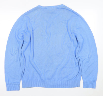 Back view of J.Crew Men's Blue Cotton V-Neck jumper M