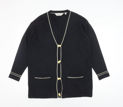 Additional front view of Kaleidoscope Women's Black Cardigan, V-Neck, size M
