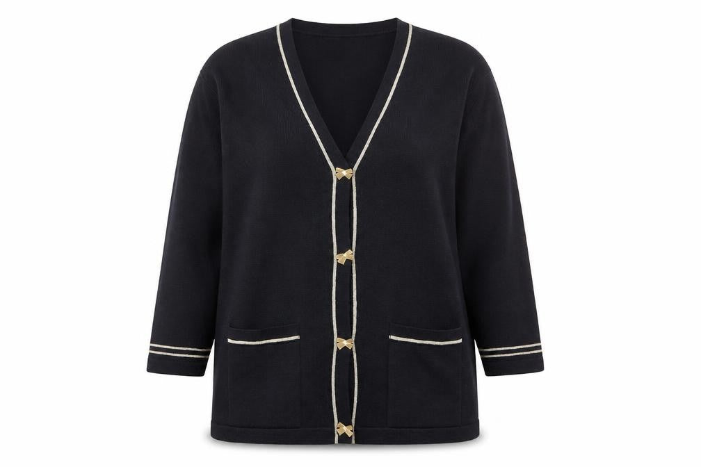Kaleidoscope Women's Black Cardigan, V-Neck, Size M