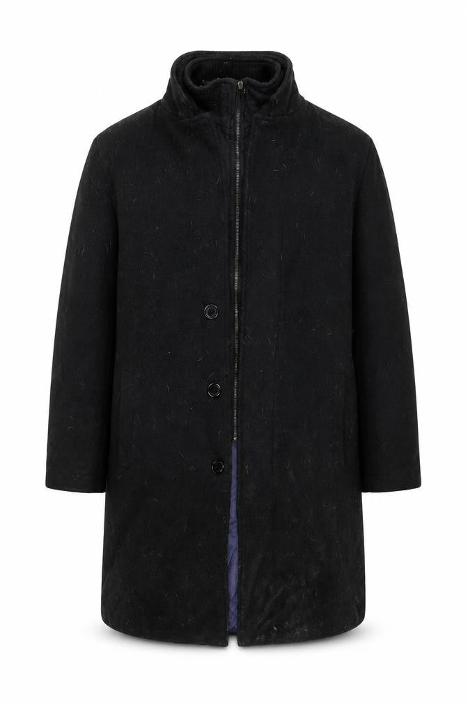 Debenhams Men's Black Wool Overcoat L Business