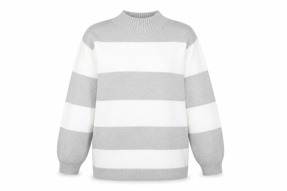 Cashel Women's Grey Striped Pullover Jumper, S, Casual Style