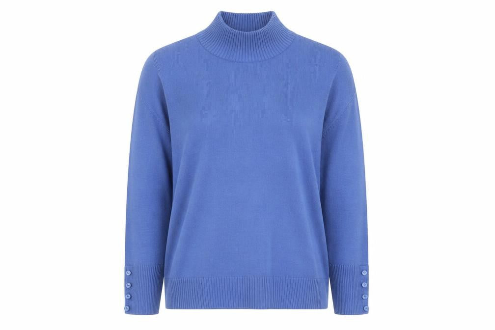 EWM Women's Blue Roll Neck Jumper - S