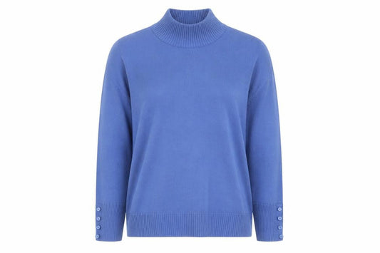 EWM Women's Blue Roll Neck Jumper - S