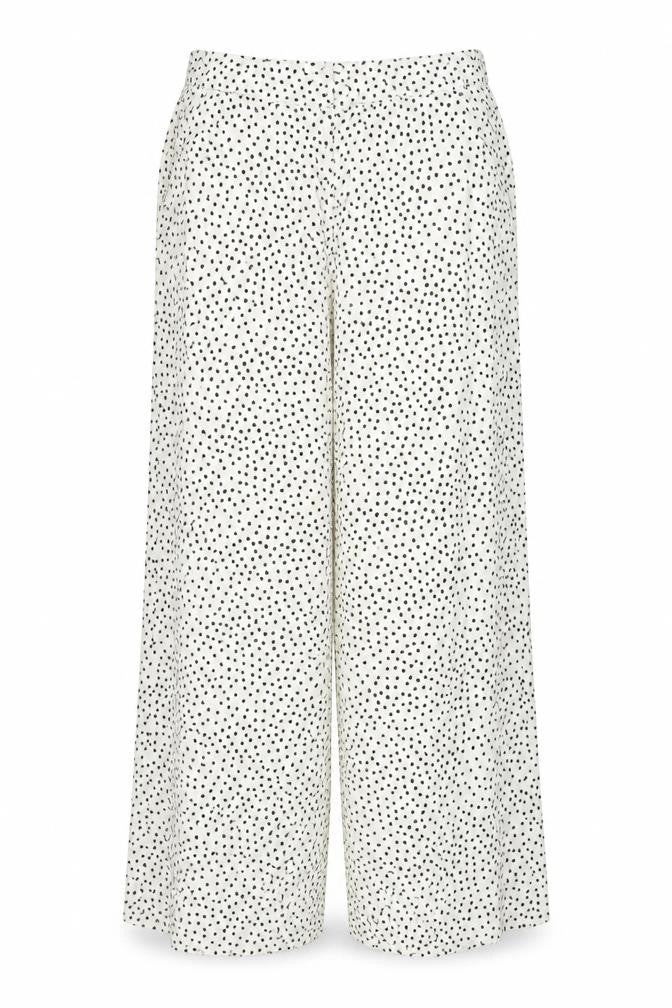 Part Two Women's Ivory Polka Dot Wide-Leg Trousers Size 6