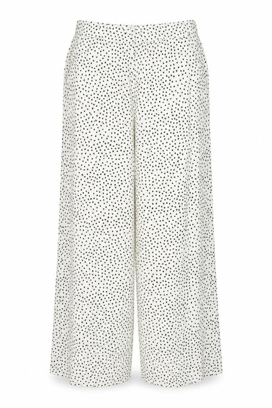 Part Two Women's Ivory Polka Dot Wide-Leg Trousers Size 6