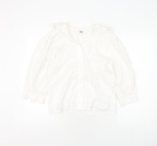tru Women's White Cotton Blouse Size 6