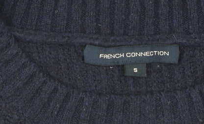 Close-up detail of French Connection Women's Blue Wool Blend jumper