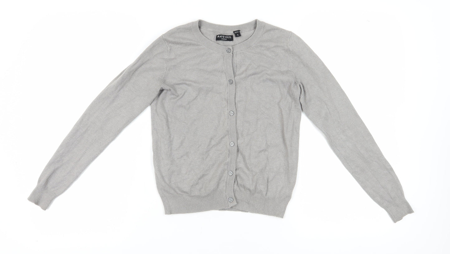 Brave Soul Women's Grey Cardigan, S, Round Neck, Knit