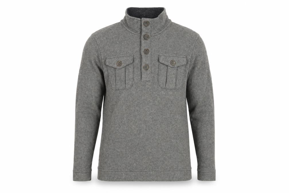 Merrell Men's Grey S Henley Jumper with Buttons