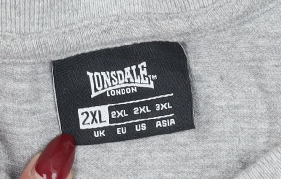 Lonsdale Men's Grey 2XL Polo Shirt - Short Sleeve, Regular Fit