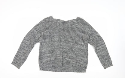 Additional front view of Only Women's Grey V-Neck Knit jumper, size M