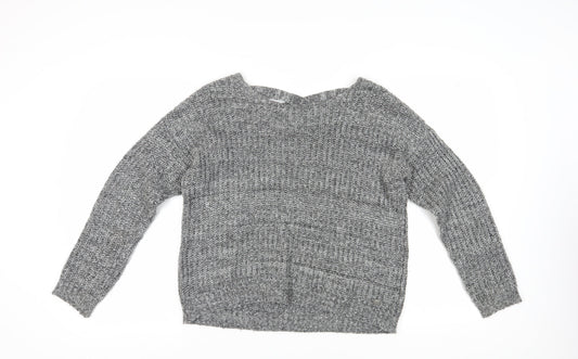 Only Women's Grey V-Neck Knit Pullover Jumper Size M