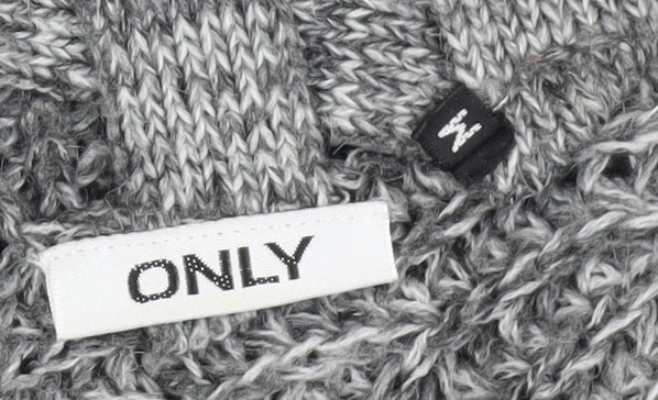 Only Women's Grey V-Neck Knit Pullover Jumper Size M