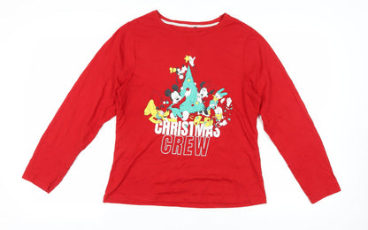 Preloved Disney Women's Red Christmas Long Sleeve T-Shirt - Front