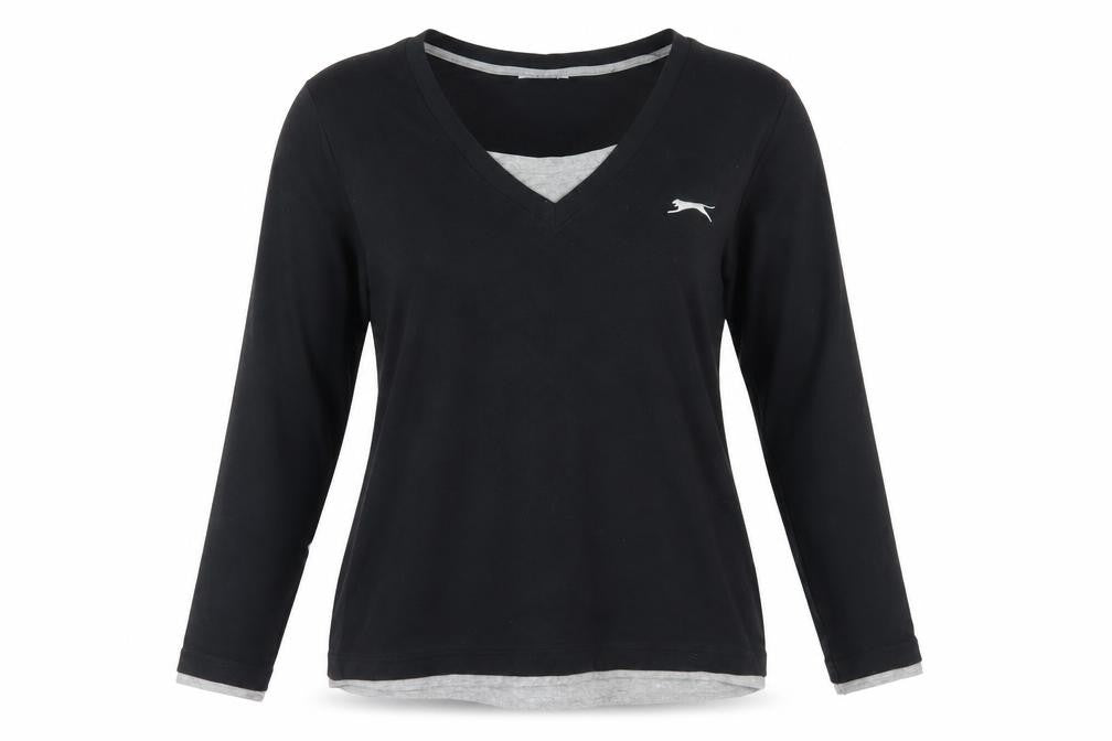 Slazenger Women's Black V-Neck T-Shirt, Size 18