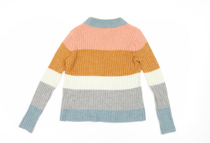 Back view of ICHI Women's Multicoloured Striped jumper, size 8