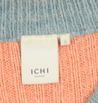 Close-up detail of ICHI Women's Multicoloured Striped jumper, size 8