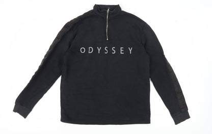 Topman Men's Black XS 1/4 Zip Logo Sweatshirt