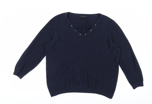 Dorothy Perkins Women's Blue Pullover V-Neck Jumper Size 18