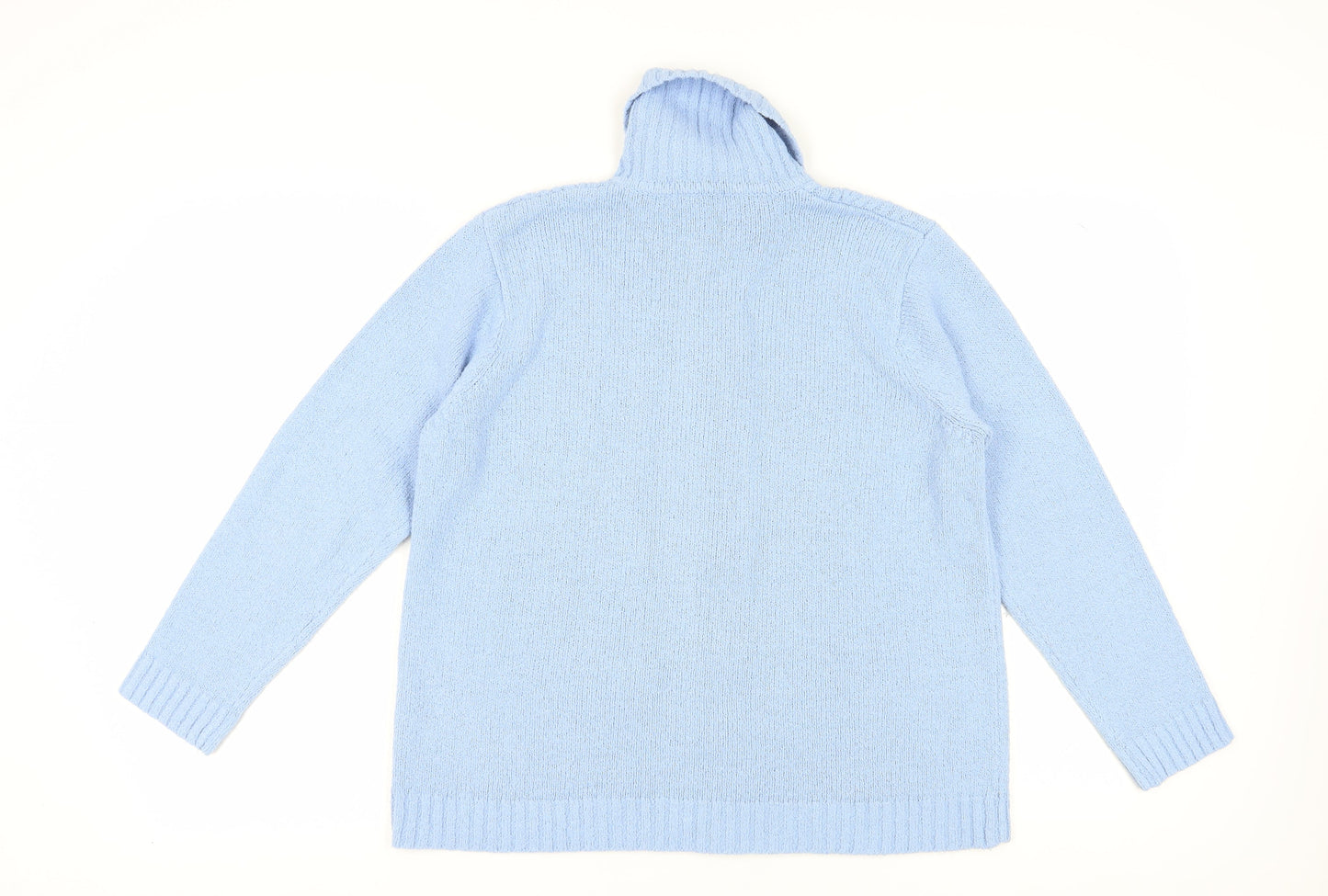 Berkertrex Women's Blue Roll Neck Full Zip Jumper