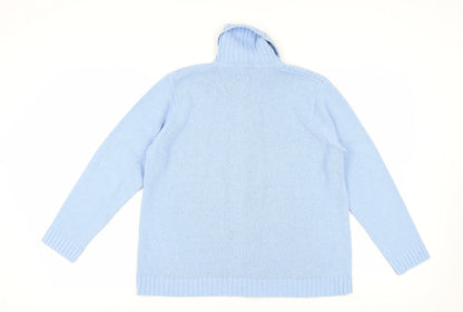 Berkertrex Women's Blue Roll Neck Full Zip Jumper