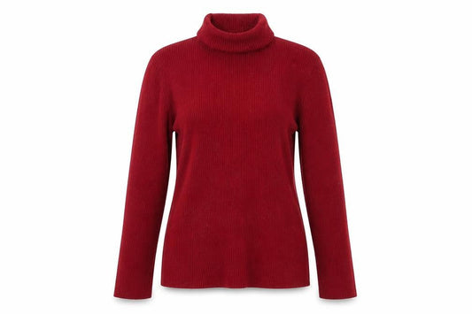 M&Co Women's Red Roll Neck Jumper Size M