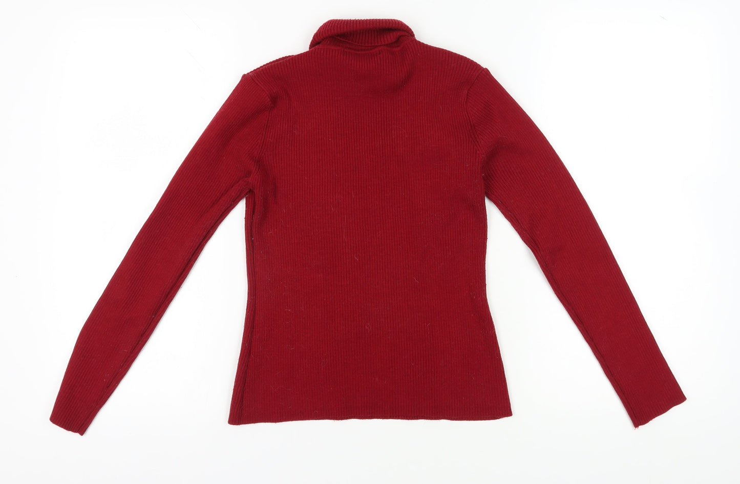 M&Co Women's Red Roll Neck Jumper Size M
