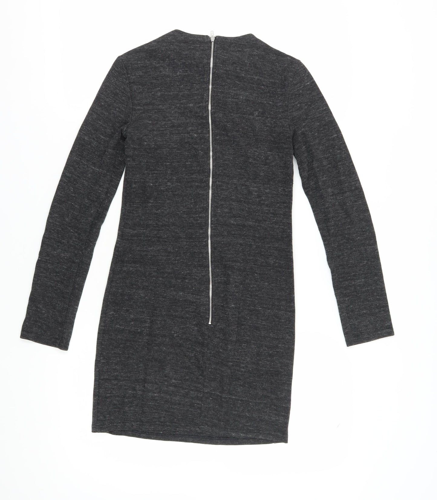 Topshop Women's Grey Bodycon Dress Size 6 Long Sleeve